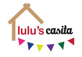 A logo of lulu 's casita with bunting around it.