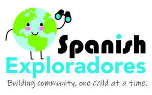 Here's an alt tag for the image: Spanish Exploradores logo: world exploring.